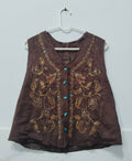 Women's embroidered button-front vest