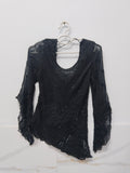 Elegant Black Embroidered Chiffon Kurti / Top