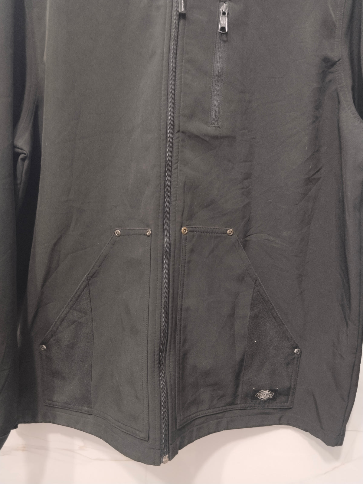 Dickies Black Soft Shell Mock Neck Full Zip Utility Jacket Workwear