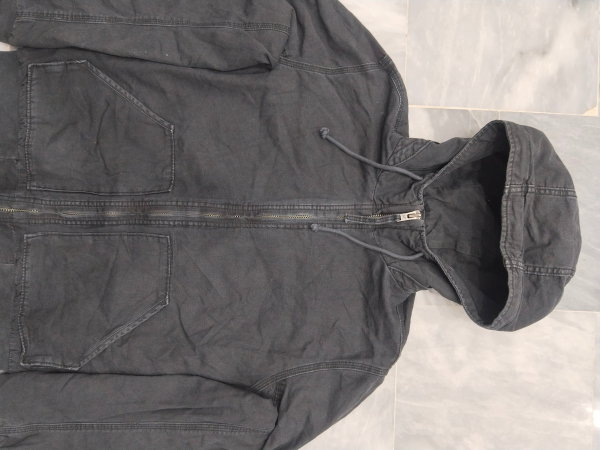 American Eagle Black Canvas Full Zip Hooded Workwear Jacket Men's