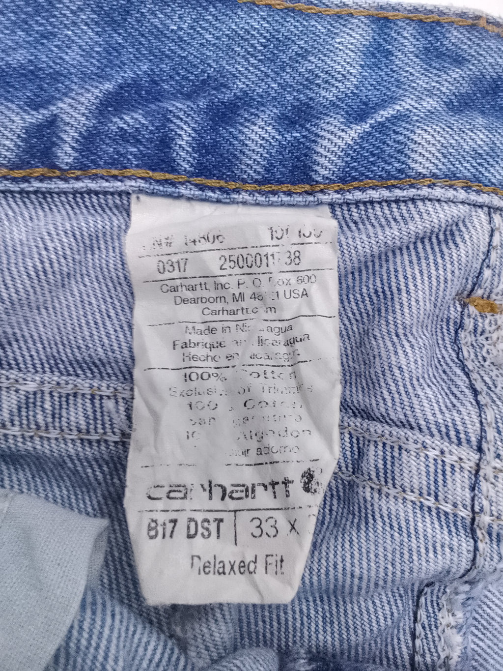 Vintage Carhartt Work Jeans 33x30 - Light Wash Denim with Knee Distressing