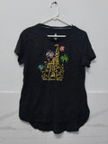 Disney Parks Women's Black Casual T-Shirt with Gold Castle & Sequin Fireworks Graphic
