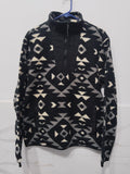 Old Navy Vintage Aztec Fleece Pullover Quarter Zip Jacket Black & White