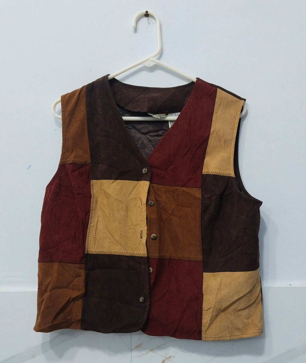 White Stag embroidered button-front vest