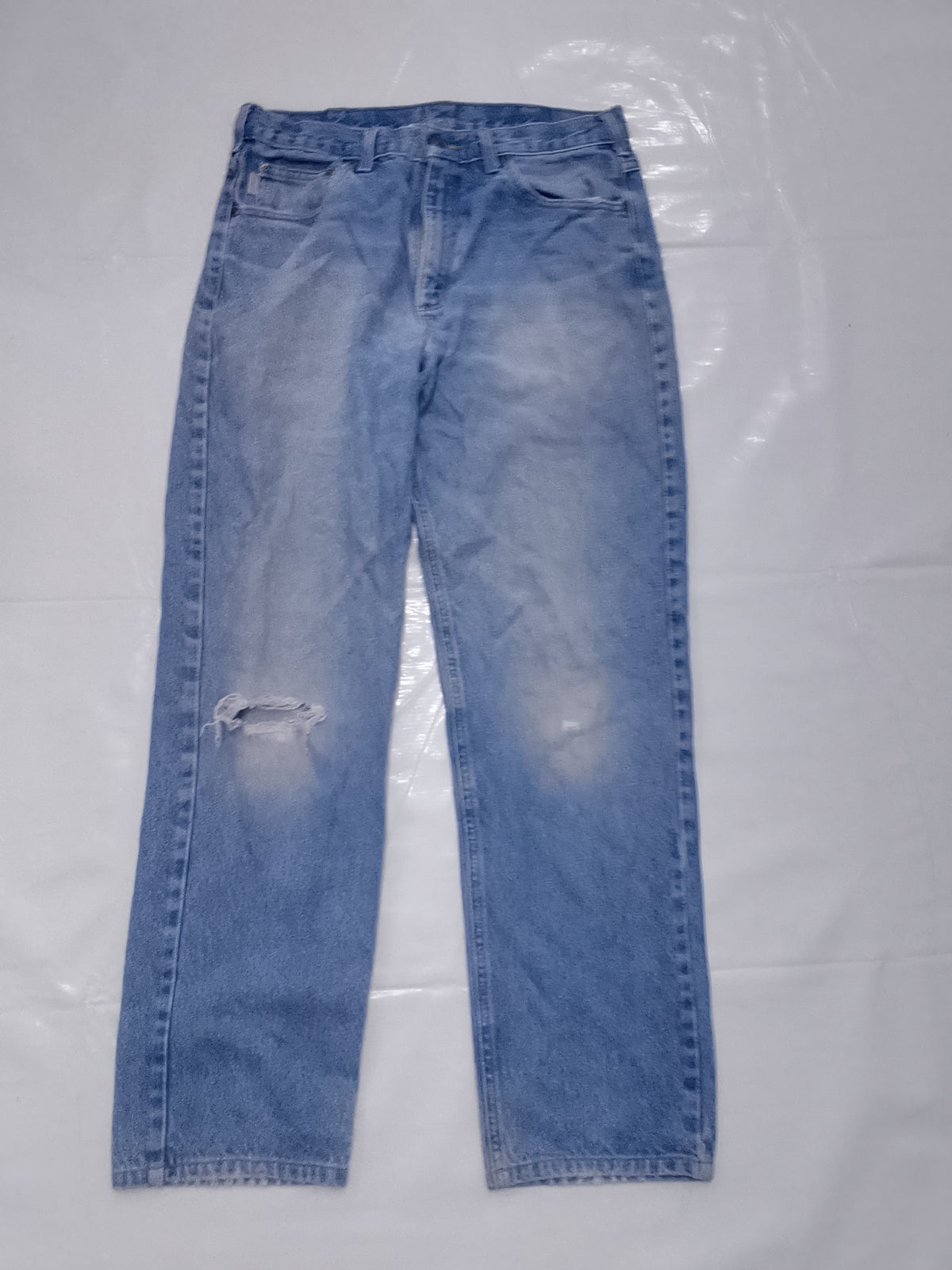Vintage Carhartt Work Jeans 33x30 - Light Wash Denim with Knee Distressing
