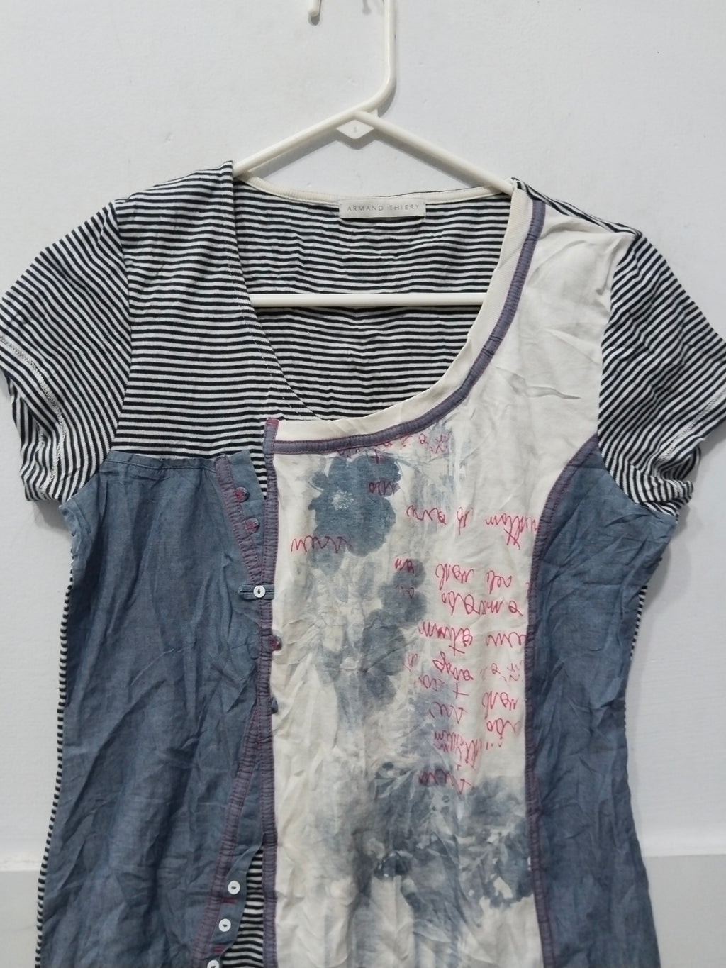 Armand Thiery Women's Patchwork Striped & Graphic Print Short Sleeve Top