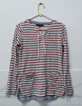 Tommy Hilfiger  100%Cotton Striped Lace-Up Pullover Hoodie