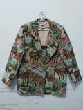 Vintage Western Tapestry Blazer Jacket Southwestern Horse Print
