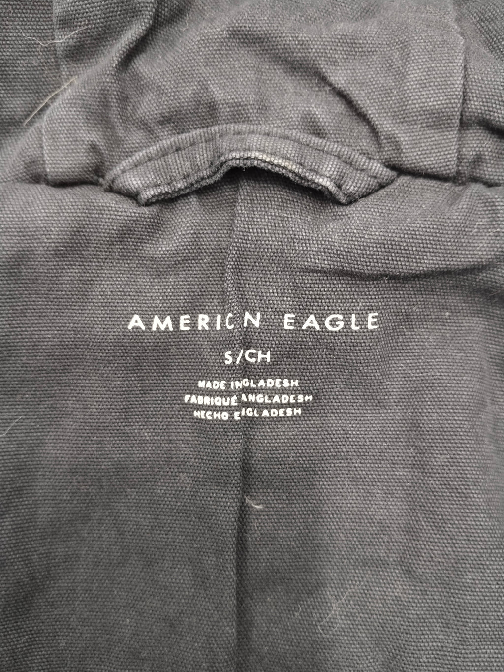 American Eagle Black Canvas Full Zip Hooded Workwear Jacket Men's