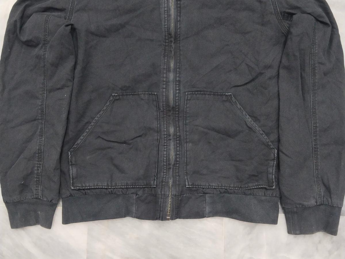 American Eagle Black Canvas Full Zip Hooded Workwear Jacket Men's