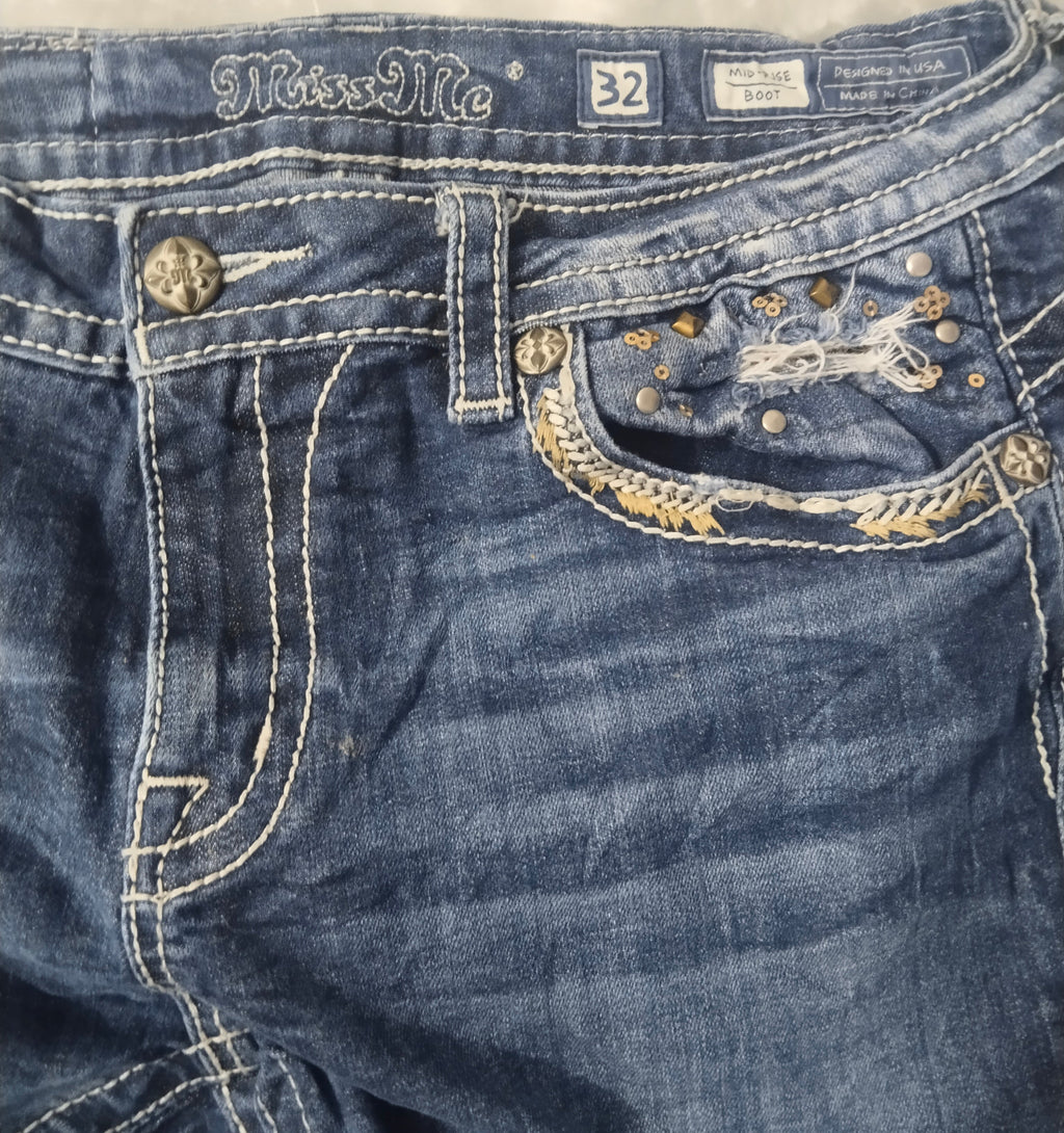 Miss Me Women’s Vintage Embellished Bootcut Jeans – Y2K Style