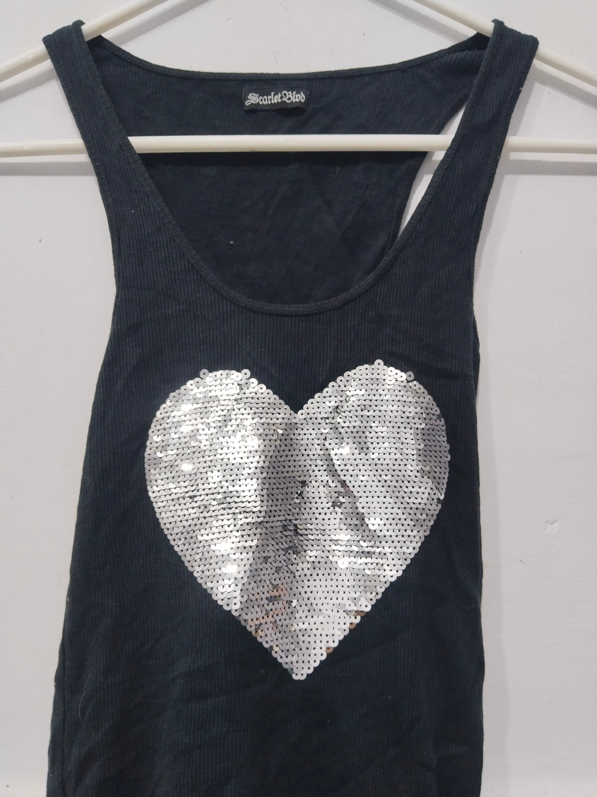 Women’s Black Sequin Heart Tank Top