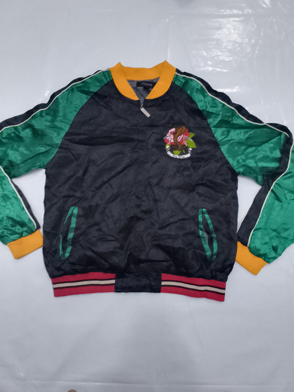 Ring of Fire Men's Embroidered Cobra Sukajan Bomber Jacket