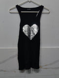 Women’s Black Sequin Heart Tank Top