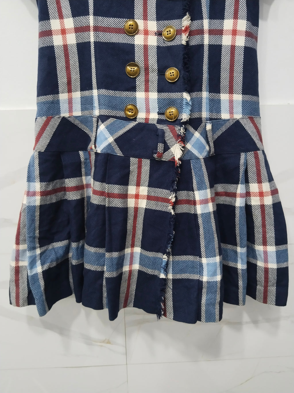Burberry Blue Label Plaid Short Sleeve Trench Jacket / Double Breasted Top