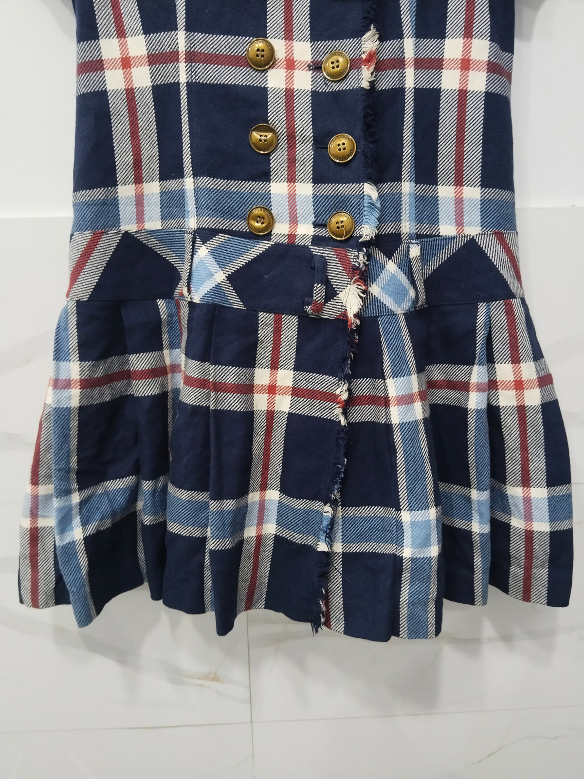 Burberry Blue Label Plaid Short Sleeve Trench Jacket / Double Breasted Top