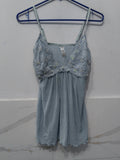 Women's Pastel Blue Sequin & Lace Trim Spaghetti Strap Babydoll Camisole Top