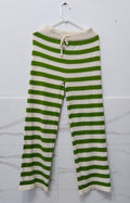 Women’s Green & White Striped Knit Pant