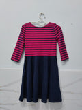 Polo Girls’ Striped Long Sleeve Flare Dress – Pink & Navy