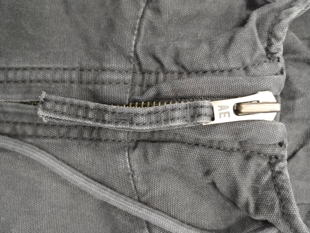 American Eagle Black Canvas Full Zip Hooded Workwear Jacket Men's