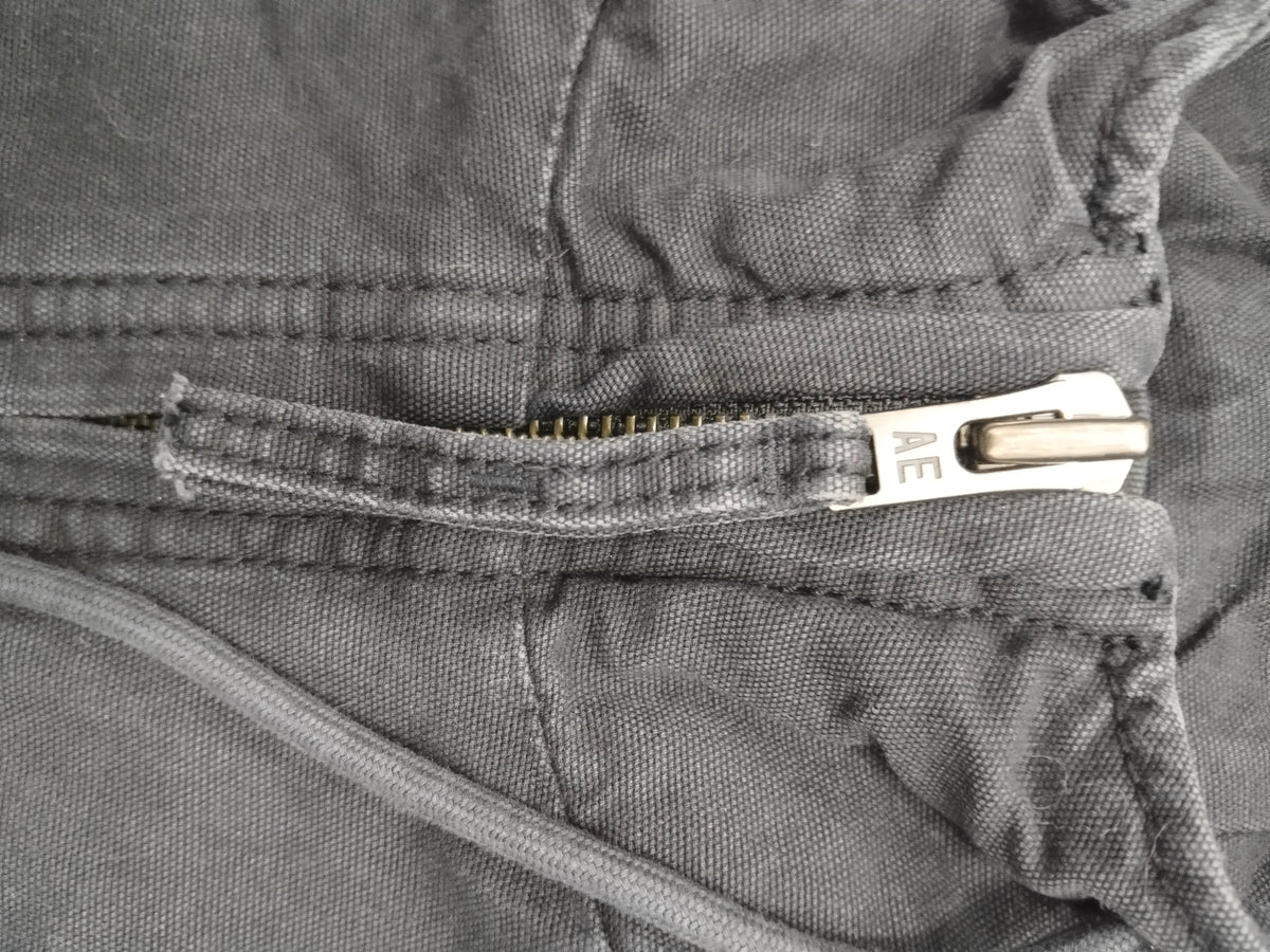 American Eagle Black Canvas Full Zip Hooded Workwear Jacket Men's