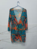 Abstract Print Sheer Mini Dress
