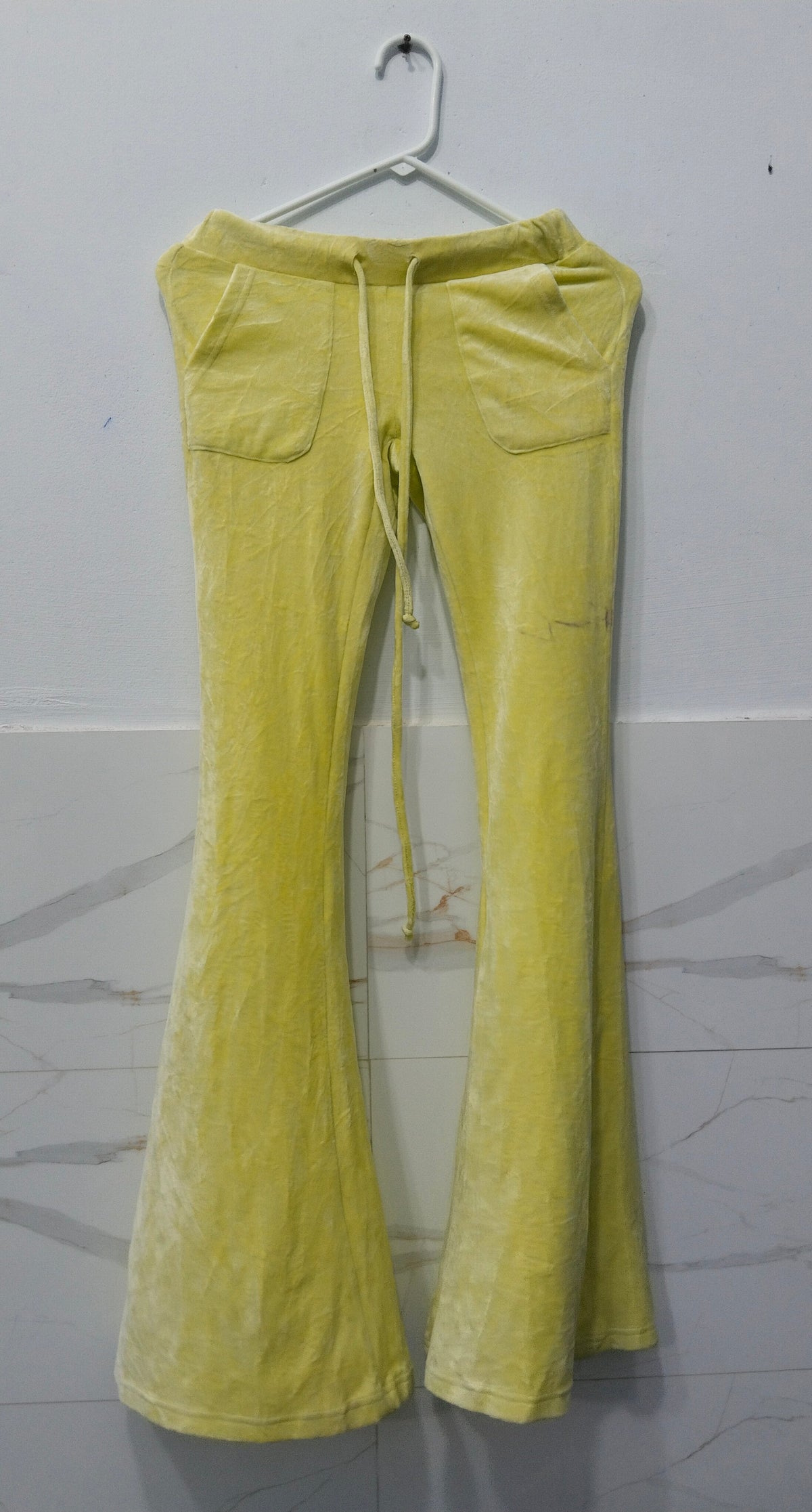 Y2K Yellow Flare Pants with Front Pockets