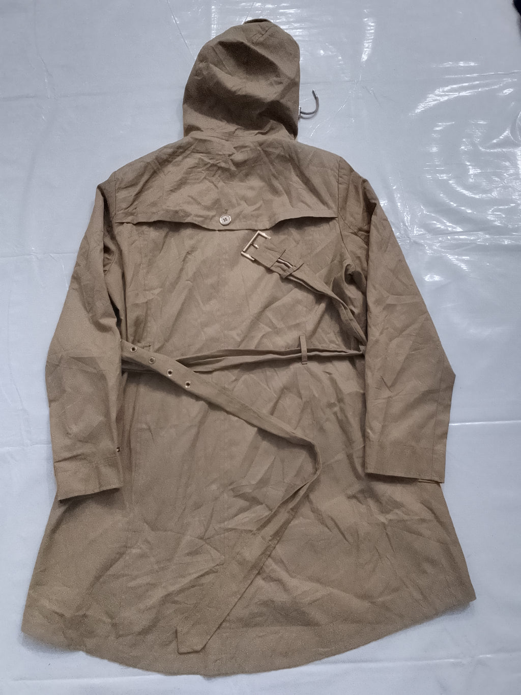 Tommy Hilfiger Women's Khaki Double-Breasted Hooded Trench Coat