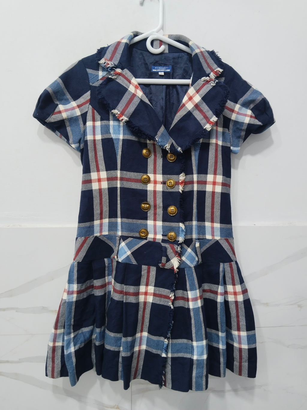 Burberry Blue Label Plaid Short Sleeve Trench Jacket / Double Breasted Top