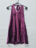 Women’s Purple Halter Neck Mini Dress – Sleeveless Tie Back Flare Dress