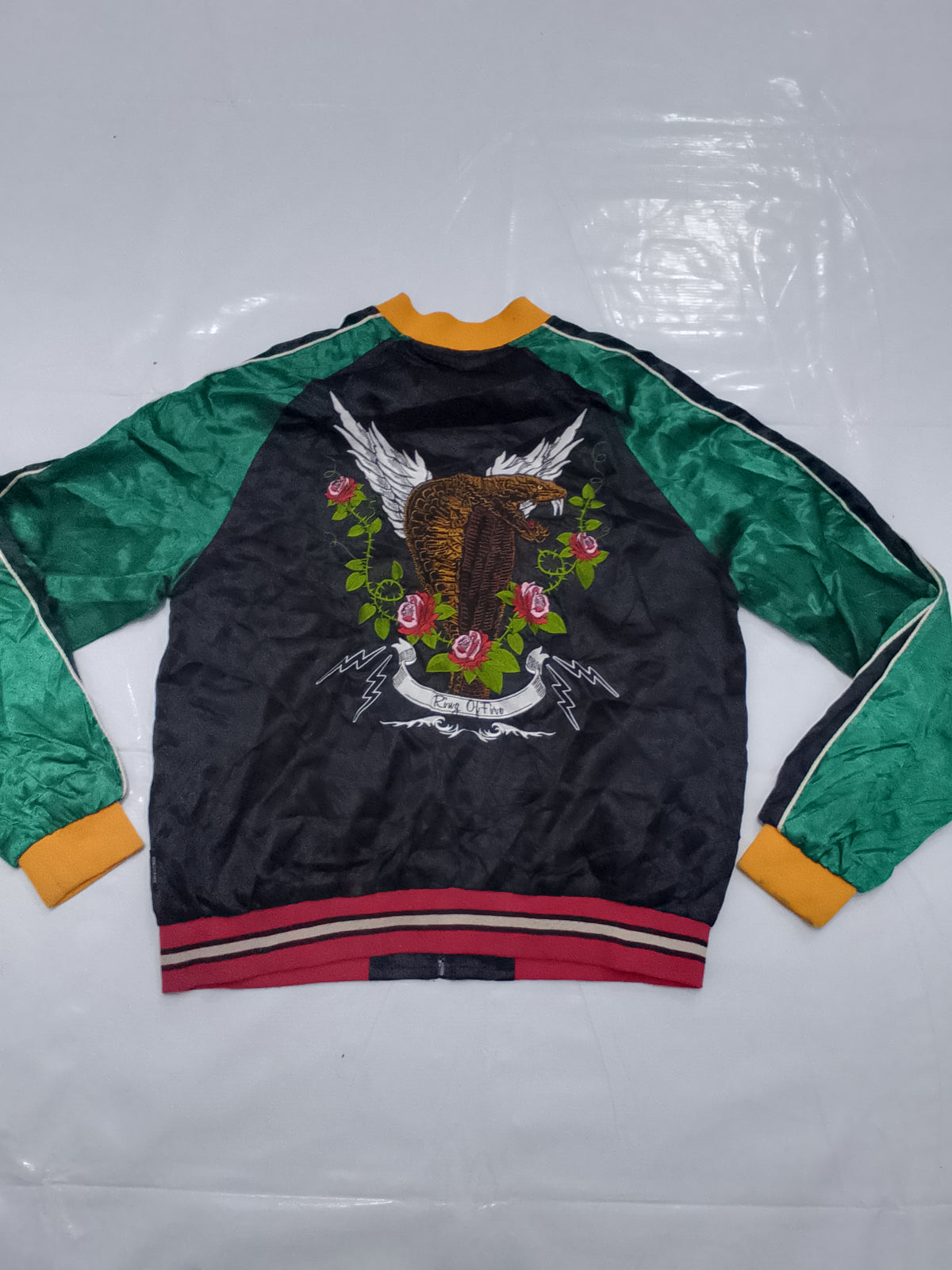 Ring of Fire Men's Embroidered Cobra Sukajan Bomber Jacket