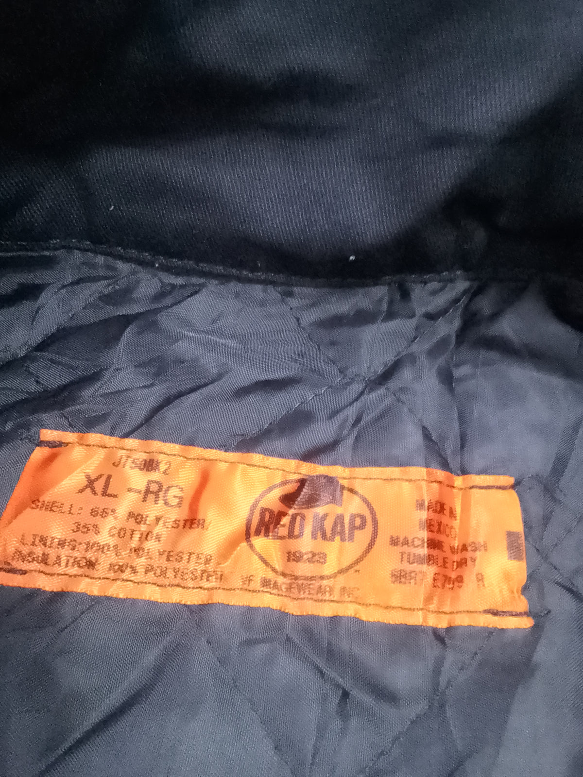 Vintage Red Kap Black Insulated Work Jacket