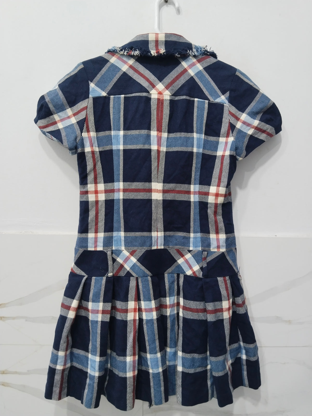 Burberry Blue Label Plaid Short Sleeve Trench Jacket / Double Breasted Top