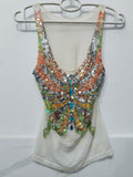 Trendy Sequined Butterfly Mesh Tank Top