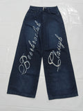 BEERBRO women's Wide-Leg Graffiti Baggy Jeans