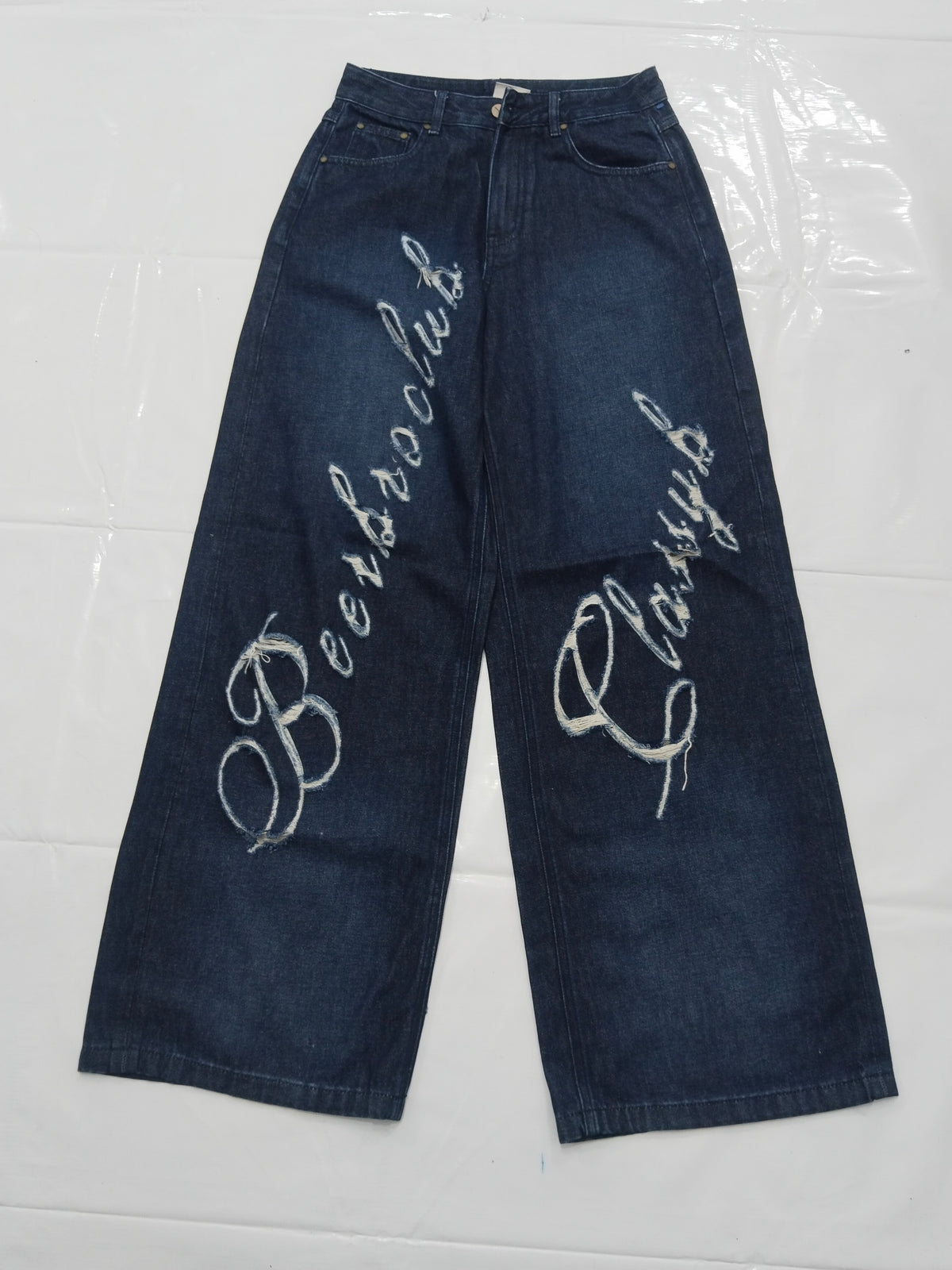 BEERBRO women's Wide-Leg Graffiti Baggy Jeans